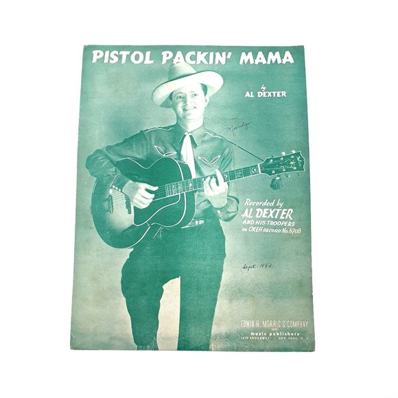 Vintage Sheet Music 1943 Pistol Packin' Mama Al Dexter OKEH Records - Picture 1 of 4
